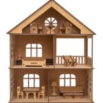 Clapjoy Wooden Toy House with Furniture for kids | Big Size ( Free Paint Set )