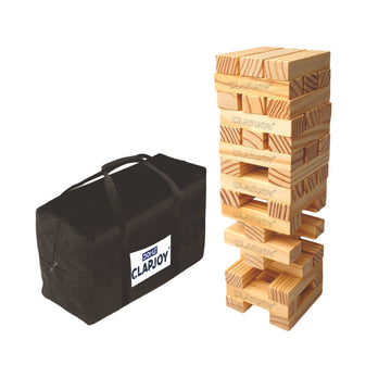 Clapjoy Jumbo Slido Tumbling Tower Game - 54 Premium Pine Wood Blocks with Storage Bag, Stacks Over 4 Feet Tall