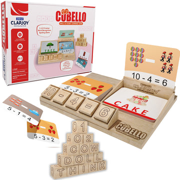 Clapjoy Cubello Spelling, Addition and Subtraction Learning Toy for Kids Learning Word Game & Math with Flash Cards